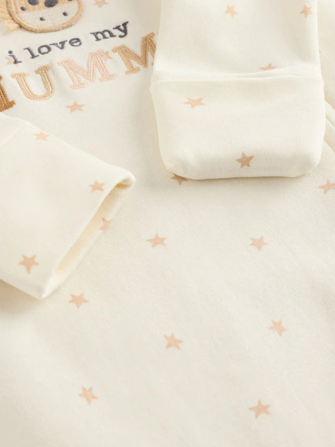 Ecru I Love My Mummy Two Way Zip Baby Sleepsuit (0-18mths)