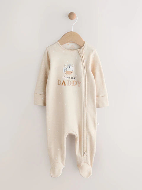 Neutral I Love My Daddy Two Way Zip Baby Sleepsuit (0-18mths)