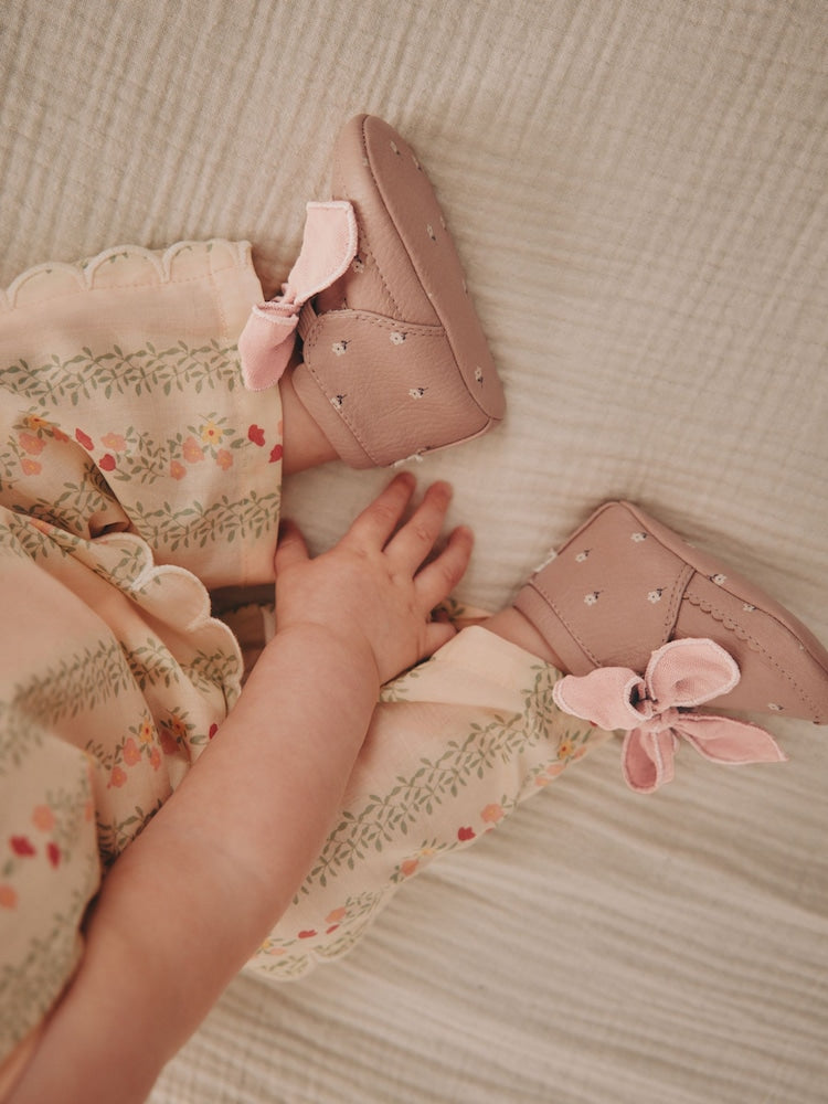 Pink Rust Baby Floral Print Boots (0-18mths)