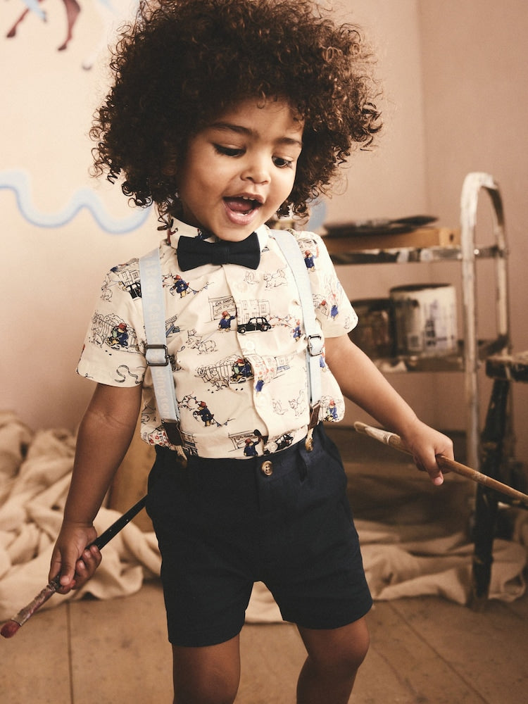 Blue/White Paddington Cath Kidston Shirt, Braces, Short & Bow Tie Set (3mths-7yrs)