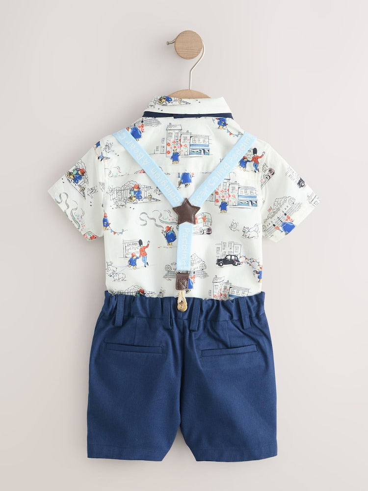 Blue/White Paddington Cath Kidston Shirt, Braces, Short & Bow Tie Set (3mths-7yrs)