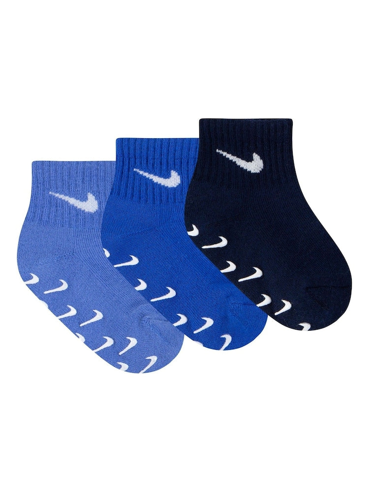 Nike Blue Polar Infant Gripper Socks 3 Pack - Size 6-12 Months (68-80cm) - Blue Polar