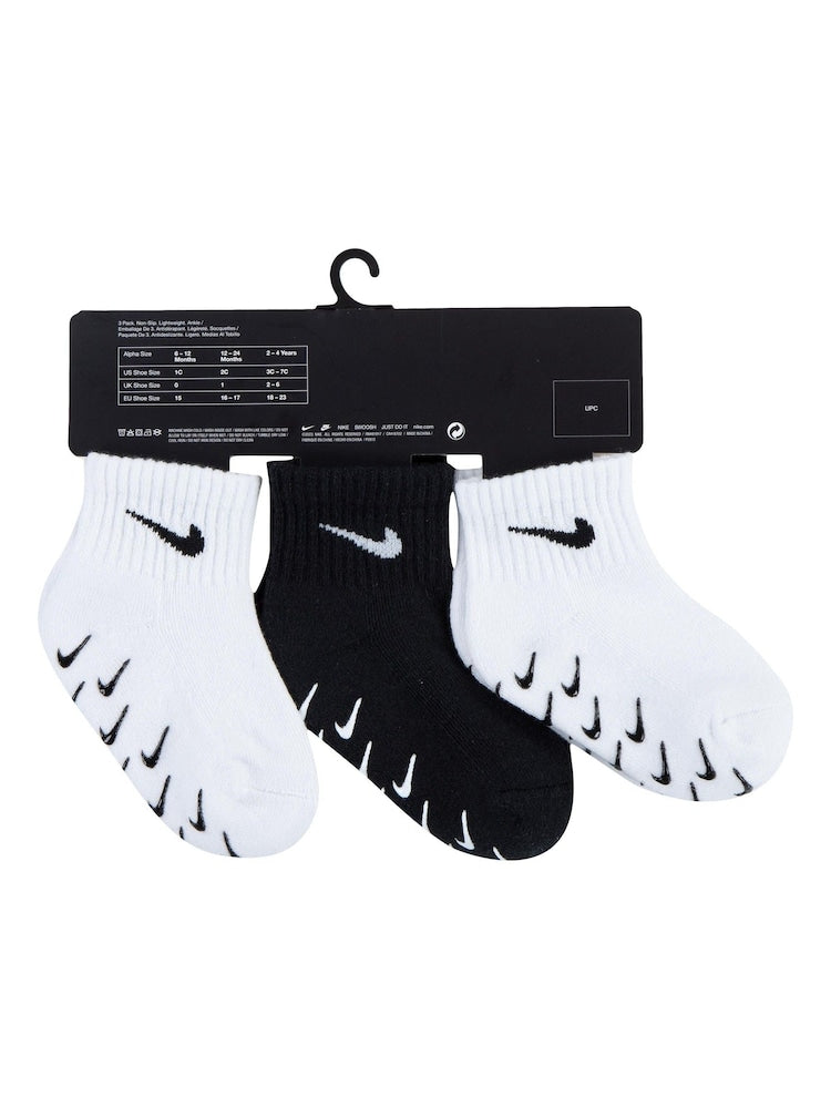 Nike White Infant Gripper Socks 3 Pack - Size 6-12 Months (68-80cm)