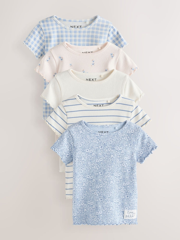 Blue Short Sleeve T-Shirts 5 Pack (3mths-7yrs)