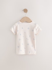Blue Ribbed Short Sleeve Tops 5 Pack (3mths-7yrs) - Size 3-6 Months (62-68cm)