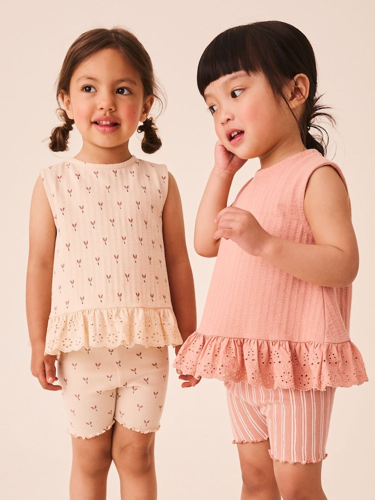 Neutral Ditsy Vest and Shorts Set 2 Pack (3mths-7yrs)