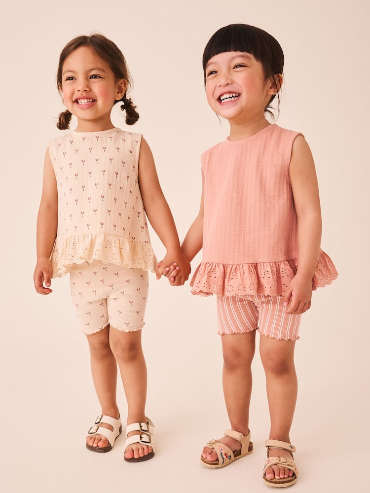 Neutral Ditsy Vest and Shorts Set 2 Pack (3mths-7yrs)