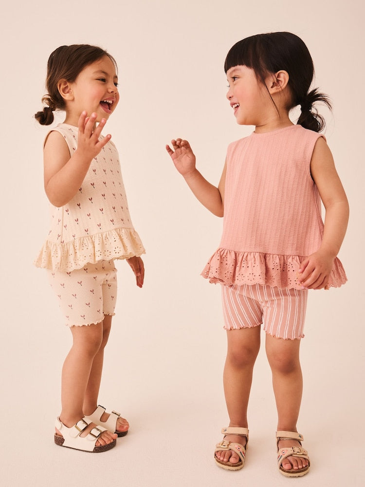 Neutral Ditsy Vest and Shorts Set 2 Pack (3mths-7yrs)