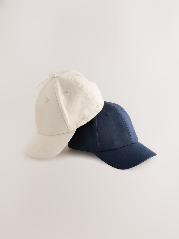 Navy/Stone Baseball 100% Cotton Caps 2 Pack (1-16yrs) - Size 1-2 Years (80-92cm) - Navy/Stone