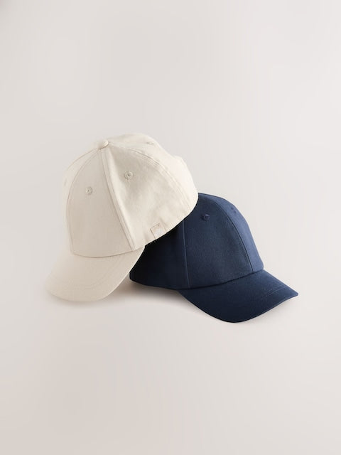 Navy/Stone Baseball 100% Cotton Caps 2 Pack (1-16yrs) - Size 1-2 Years (80-92cm)