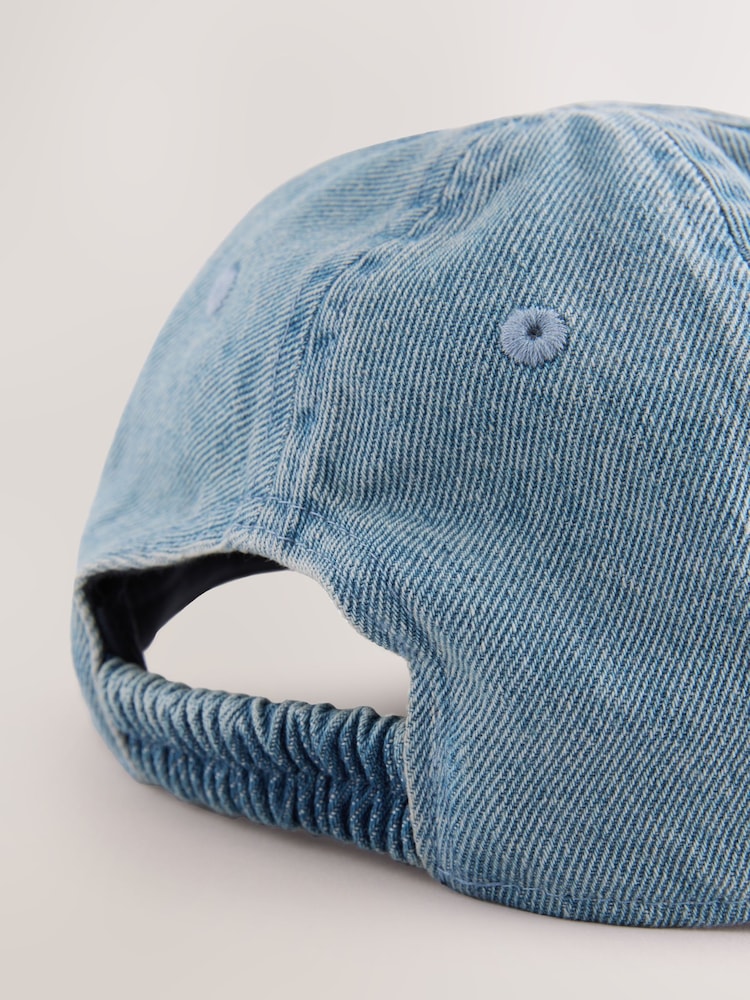 Washed Blue Denim Cotton Baseball Cap Hat (1-16yrs)