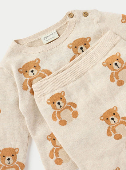 Juniors All-Over Bear Long Sleeves T-shirt and Elasticated Pyjama Set-baby-boys-clothing-nightwear-pyjamasets-image-4