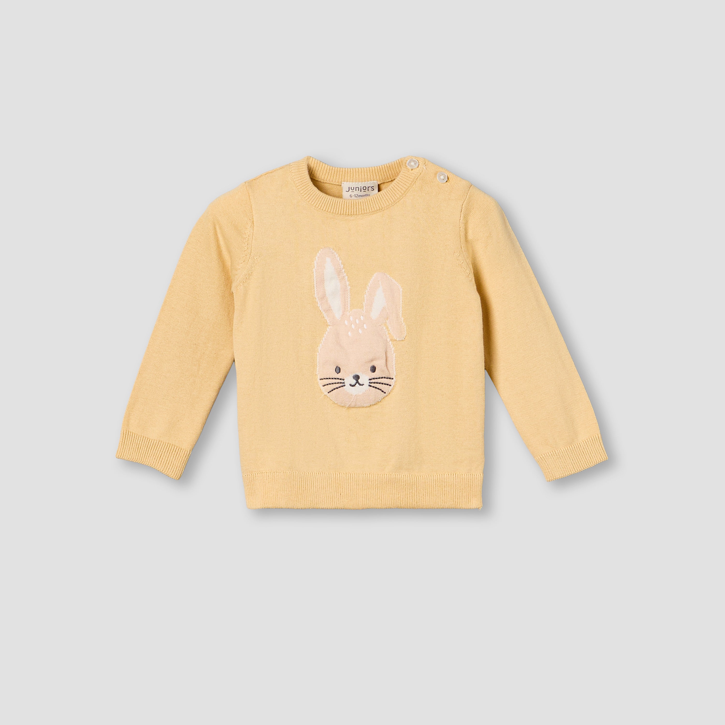 Juniors Cotton Long Sleeves Pyjama Set with Bunny Embroidery