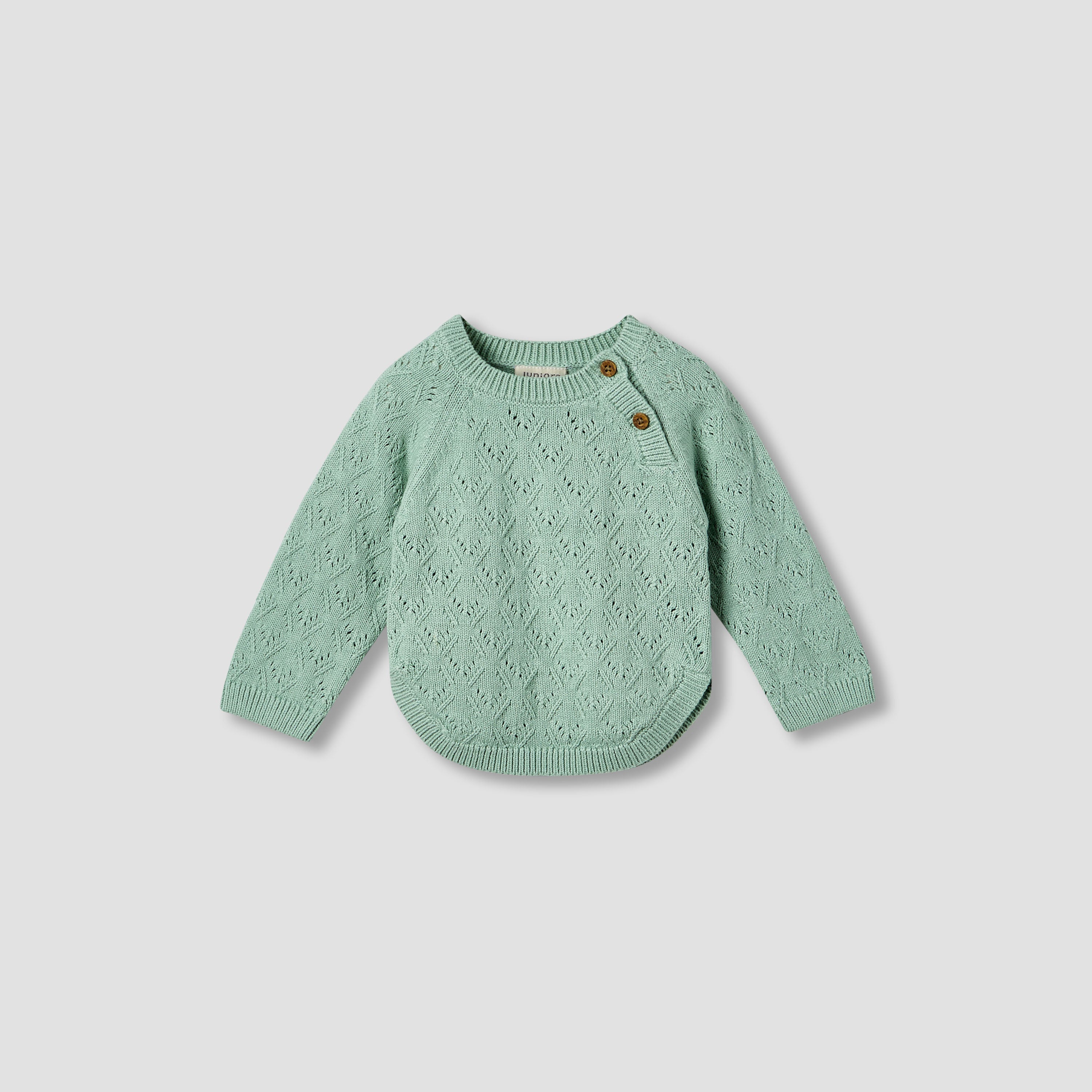 Juniors Cotton Crew Neck Long Sleeves Pyjama Set with Knit Texture