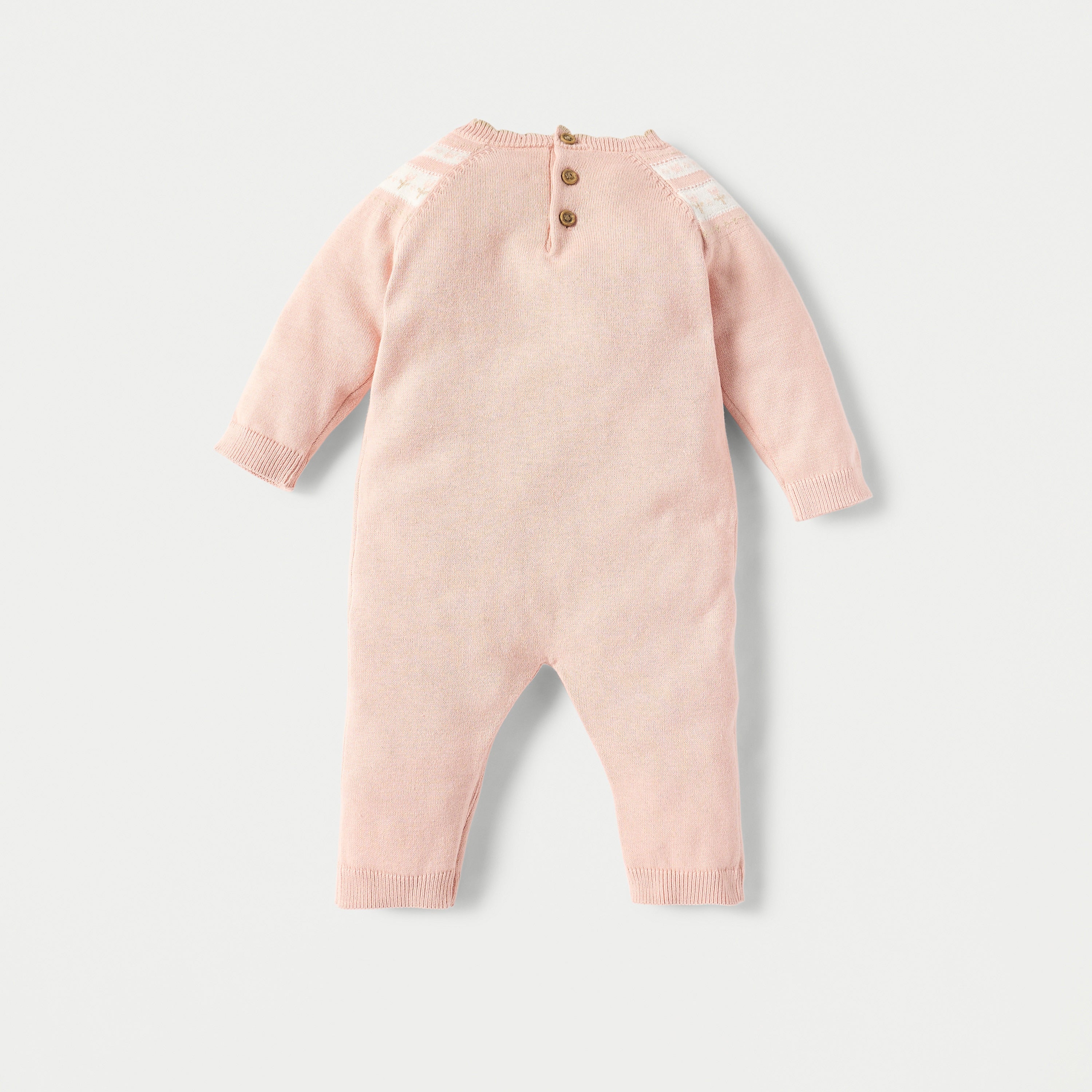 Juniors Textured Sleepsuit with Long Sleeves and Button Closure