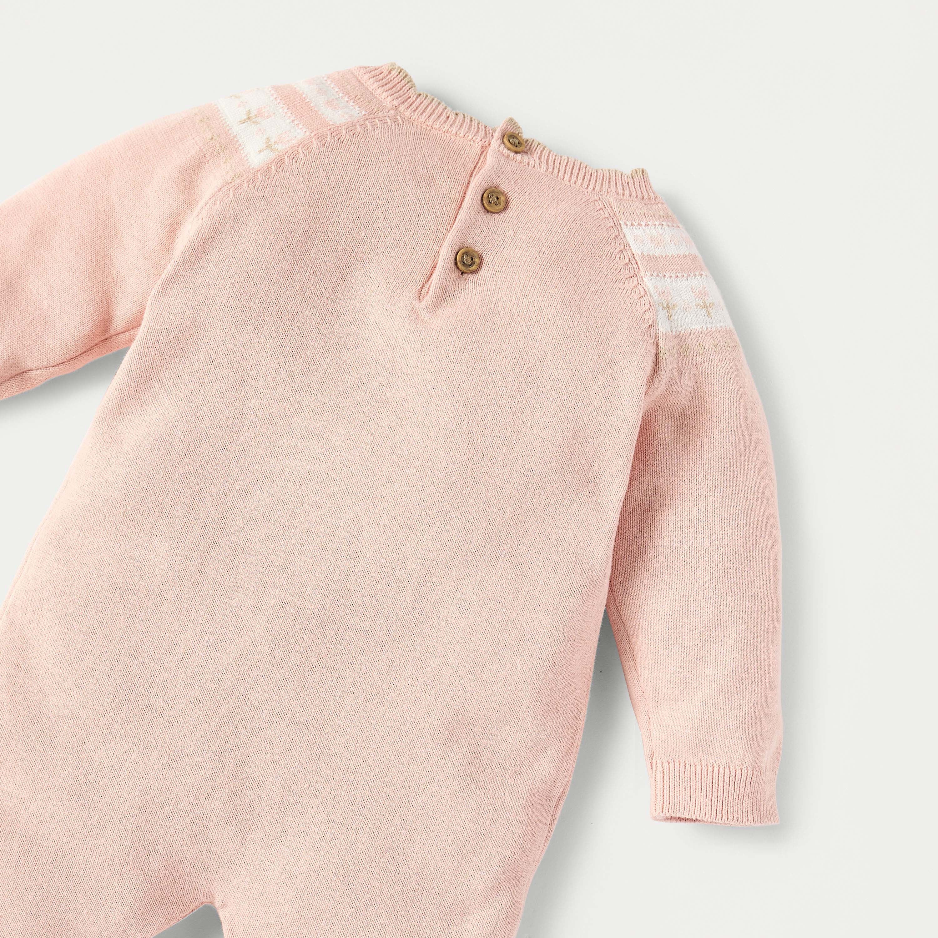 Juniors Textured Sleepsuit with Long Sleeves and Button Closure