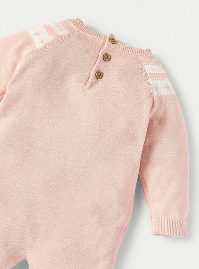 Juniors Textured Sleepsuit with Long Sleeves and Button Closure-baby-girls-clothing-nightwear-sleepsuits-image-4