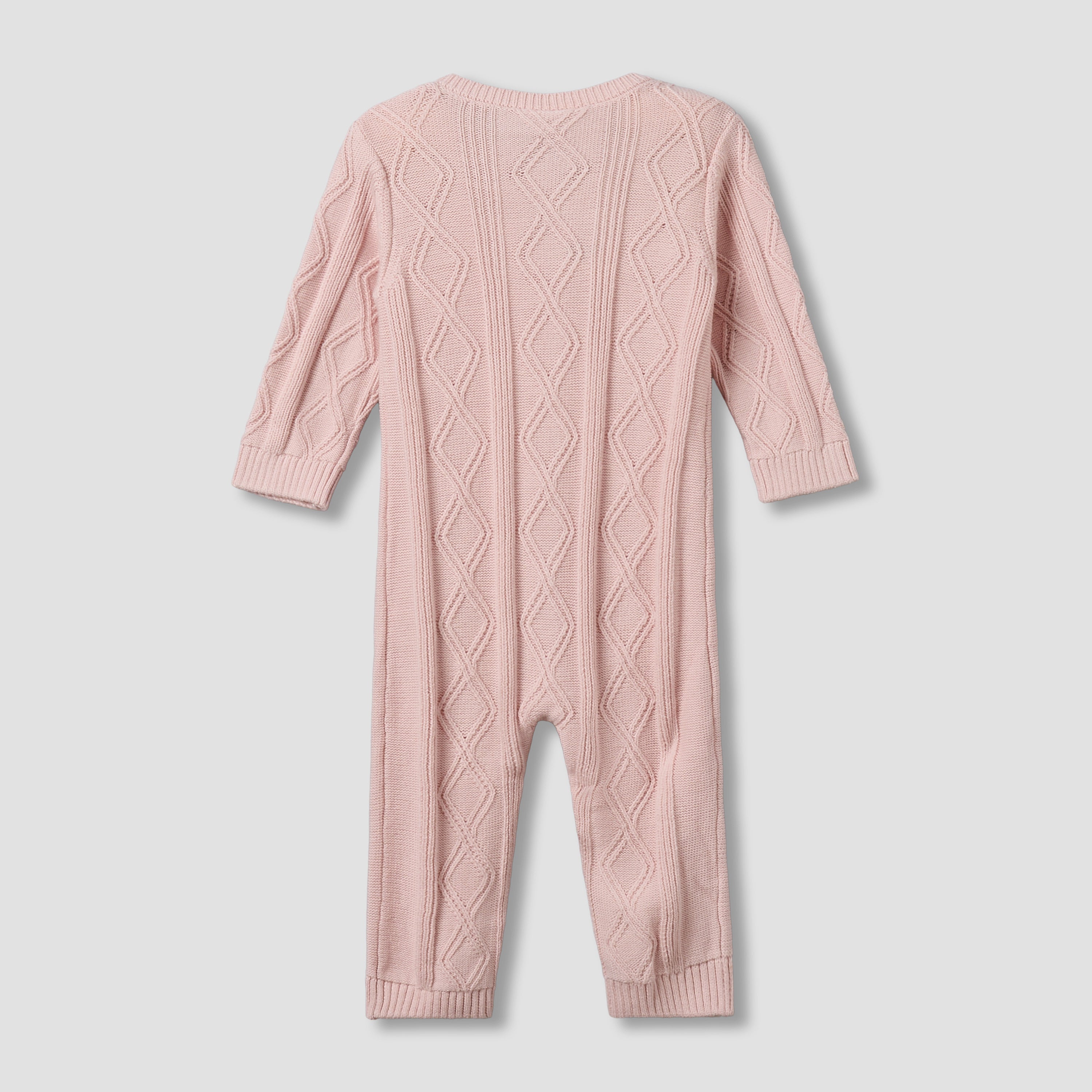 Juniors Cotton Crew Neck Long Sleeves Sleepsuit with Knit Texture