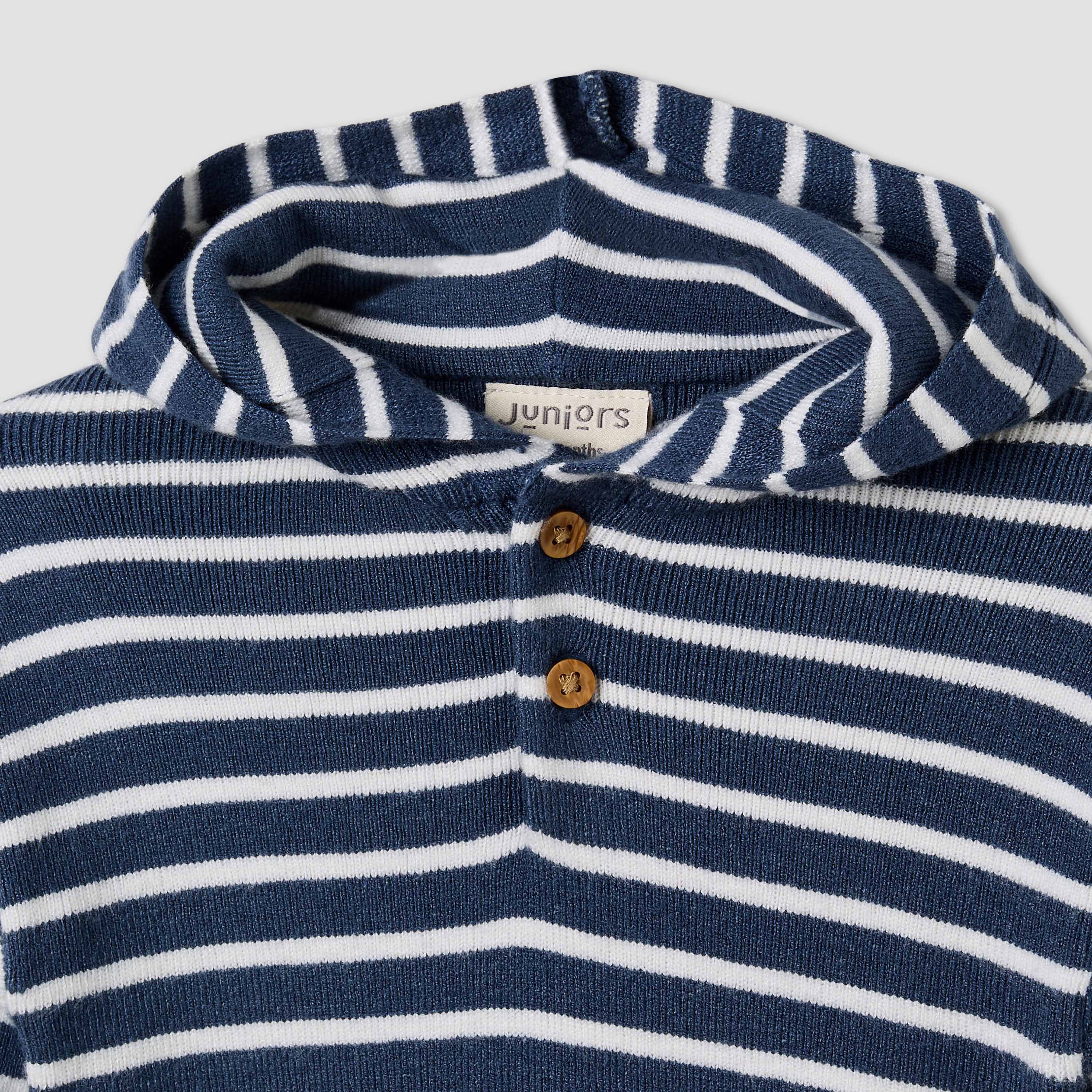 Juniors Hooded Sleepsuit with Stripes - Cotton - Long Sleeves