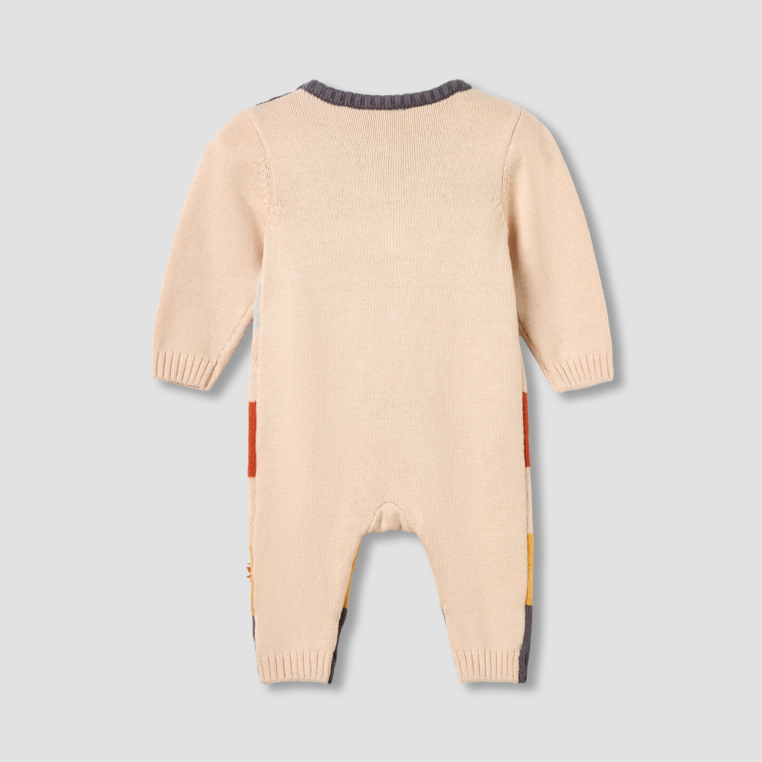 Juniors Cotton Round Neck Long Sleeves Sleepsuit with Animal Applique