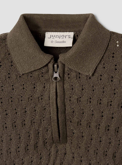 Juniors Collared Sleepsuit with Zip Closure - Cotton - Long Sleeves-baby-boys-clothing-nightwear-sleepsuits-image-3