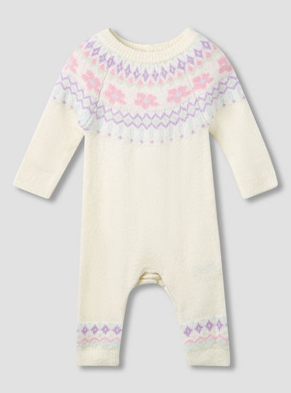 Juniors Cotton Crew Neck Long Sleeves Sleepsuit with Fair Isle Texture-baby-girls-clothing-nightwear-sleepsuits-image-1