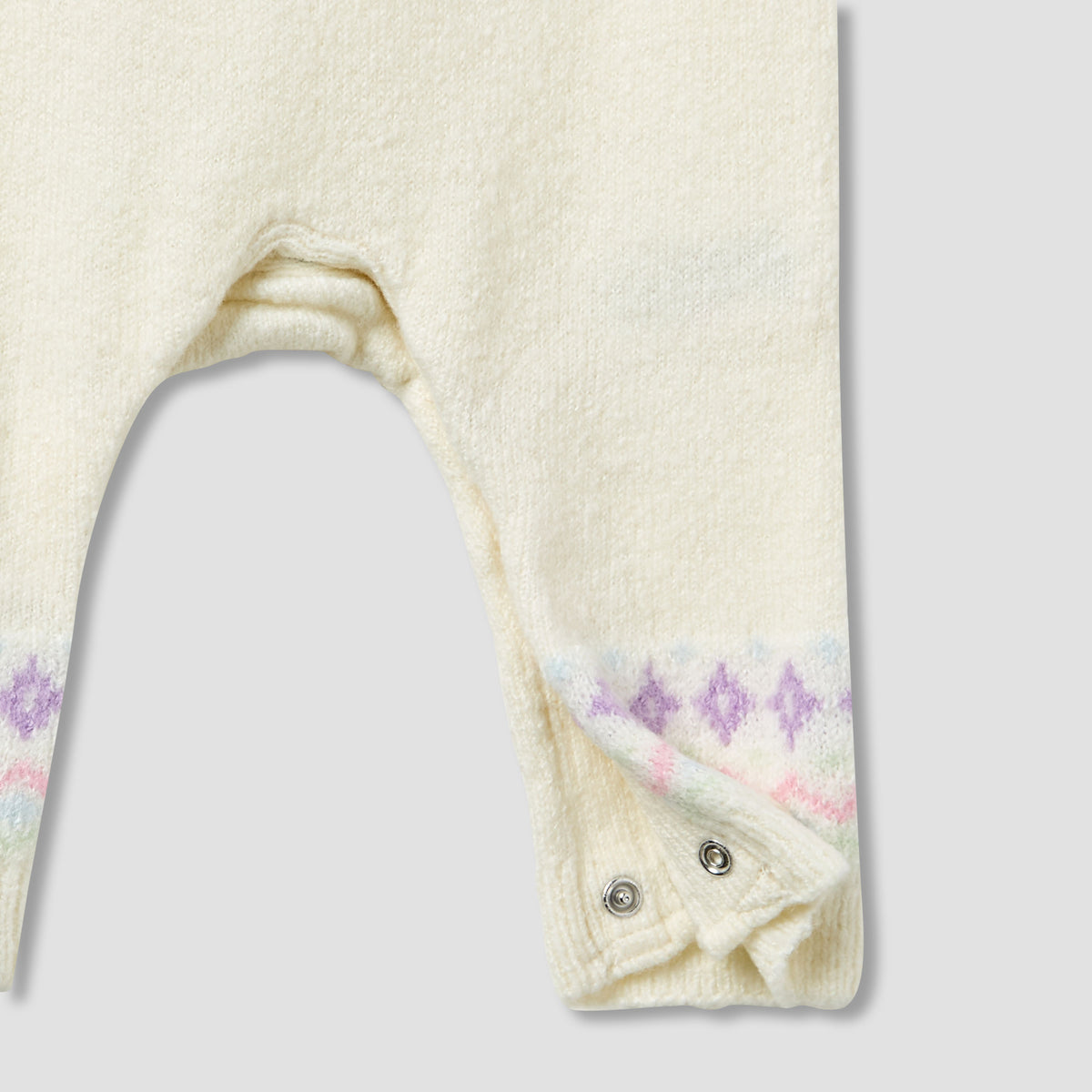 Juniors Cotton Crew Neck Long Sleeves Sleepsuit with Fair Isle Texture