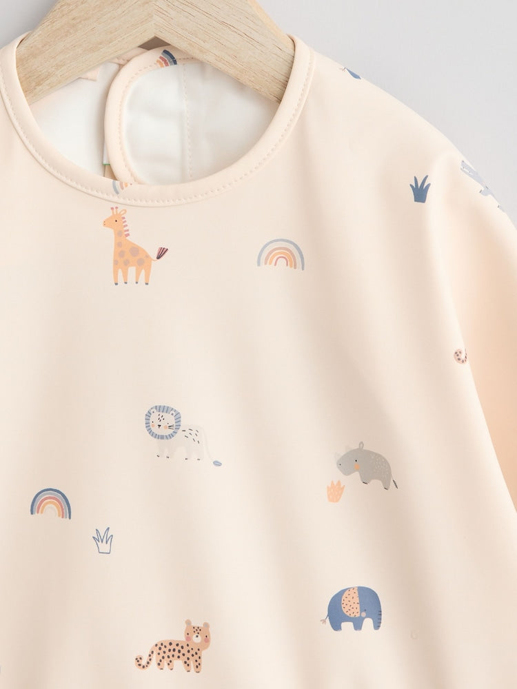 Neutral Mini Jungle Weaning And Feeding Sleeved Bib