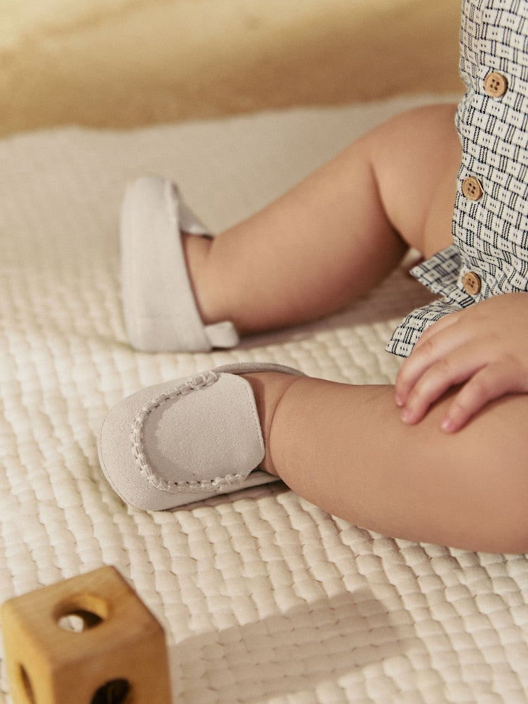 Neutral Loafer Baby Suede Shoes (0-2mths) - Size Up To 3 Months (50 - 62cm) - Neutral Loafer