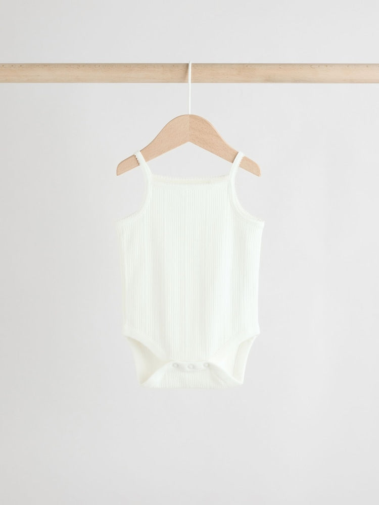 Pink 5 Pack Vest Pointelle Baby Bodysuits