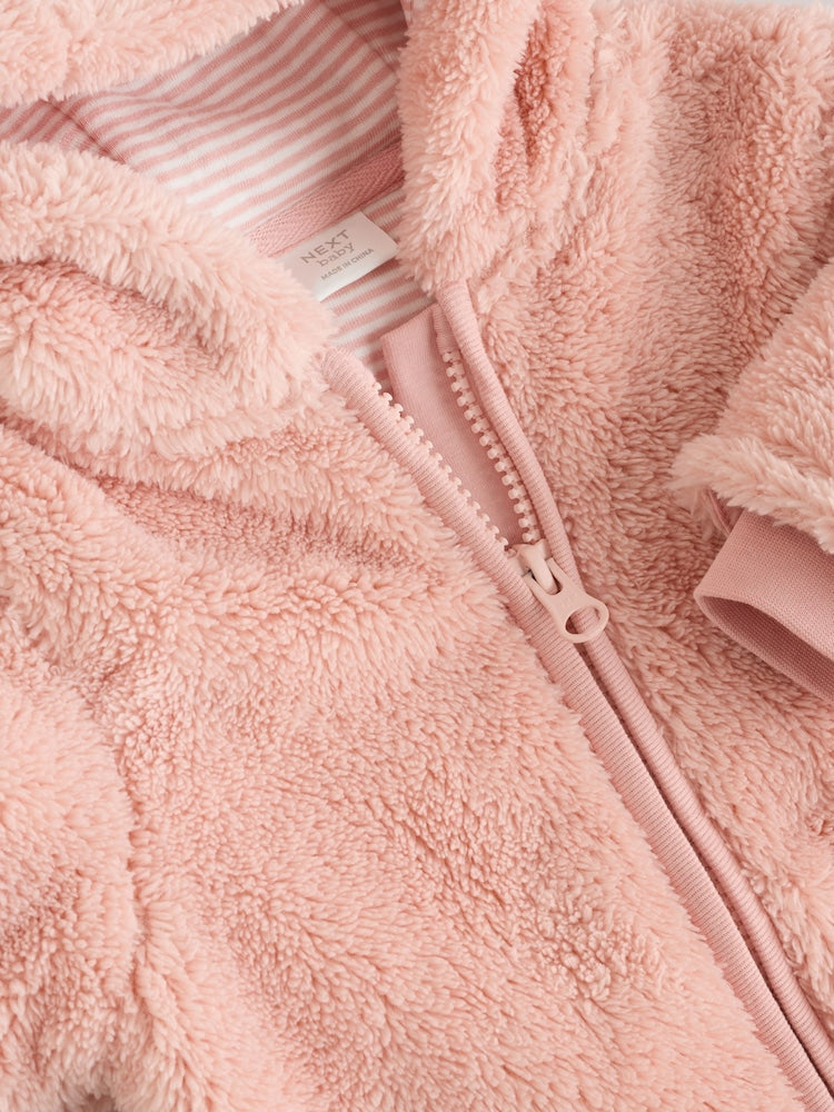 Pink Fleece Baby Pramsuit (0mths-2yrs) - Size 50cm (First Size)