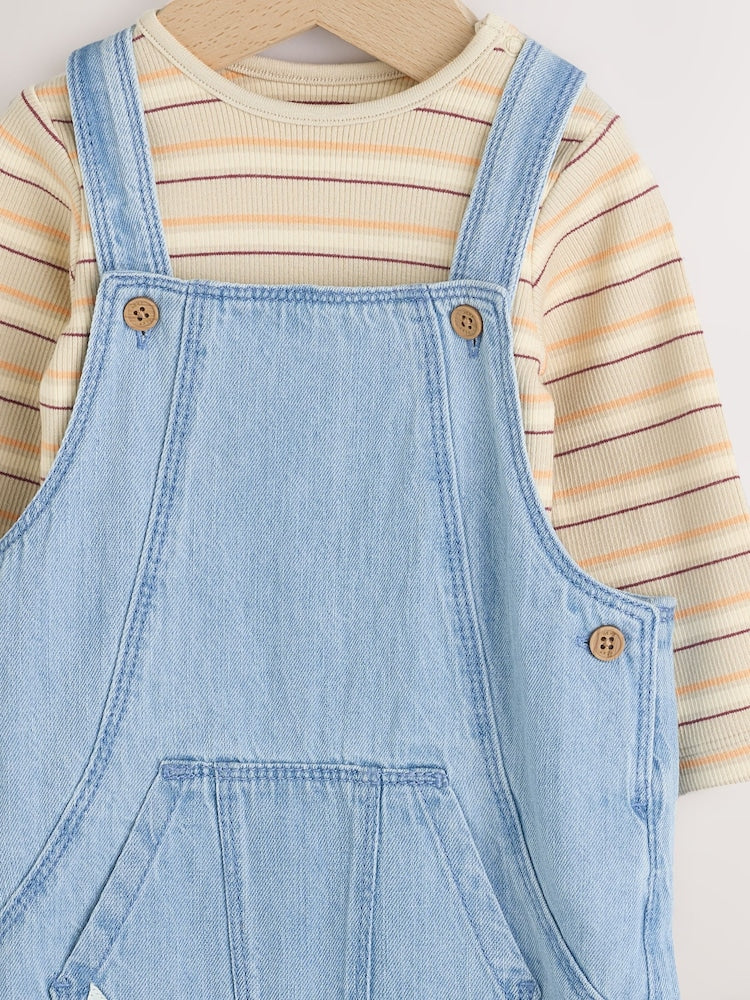 Blue Baby Denim Dungarees and Bodysuit Set (0mths-2yrs)