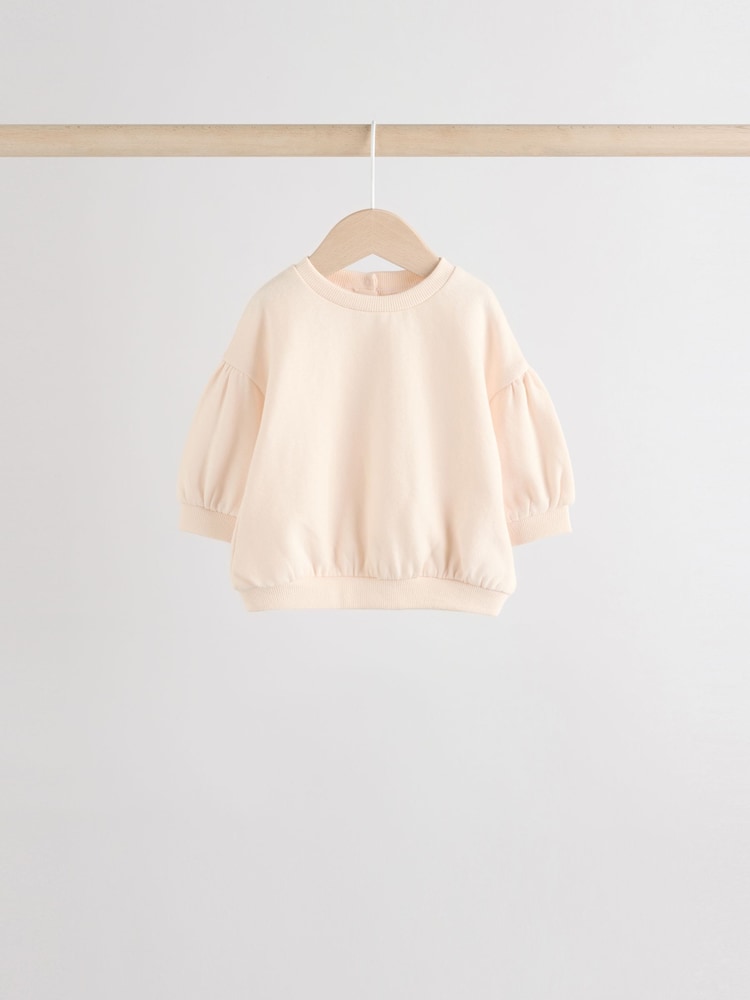 Cream/Pink Baby Sweatshirt & Joggers 6 Piece Set (0mths-2yrs)