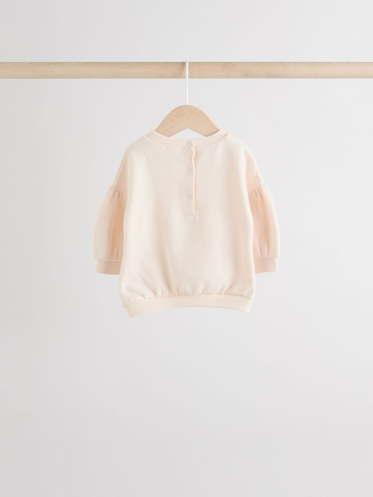 Cream/Pink Baby Sweatshirt & Joggers 6 Piece Set (0mths-2yrs)