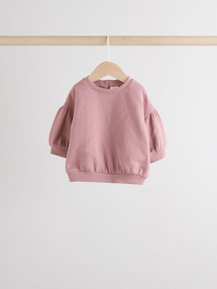 Cream/Pink Baby Sweatshirt & Joggers 6 Piece Set (0mths-2yrs)