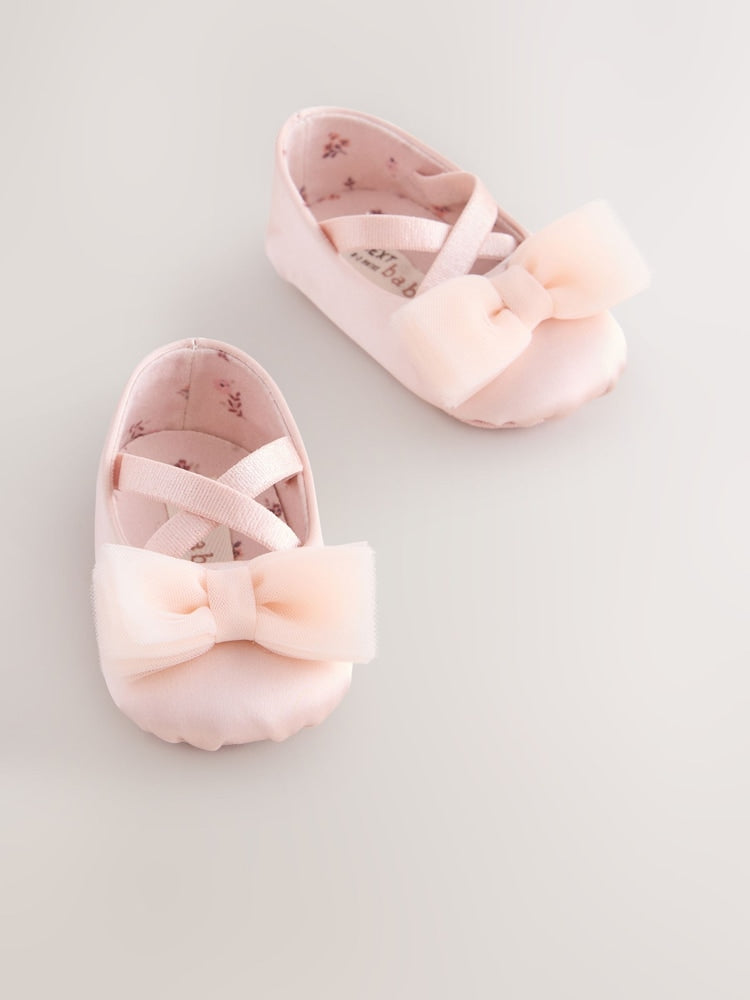 Pink Baby Bow Occassion Shoes (0-18mths) - Size Up To 3 Months (50 - 62cm) - Pink