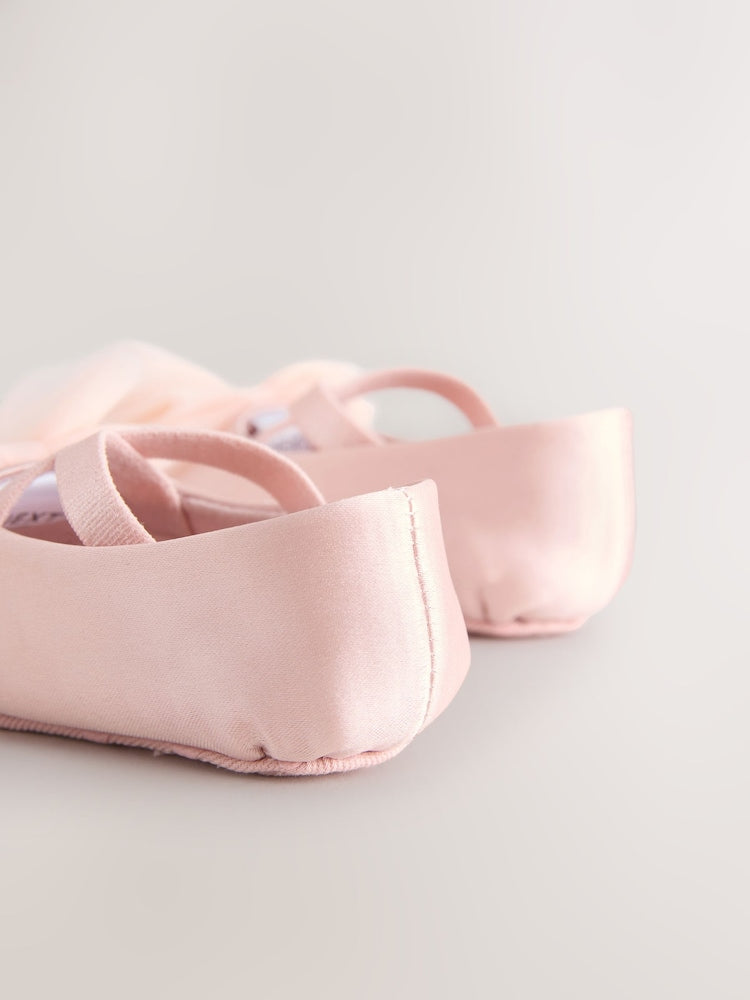 Pink Baby Bow Occassion Shoes (0-18mths) - Size Up To 3 Months (50 - 62cm)