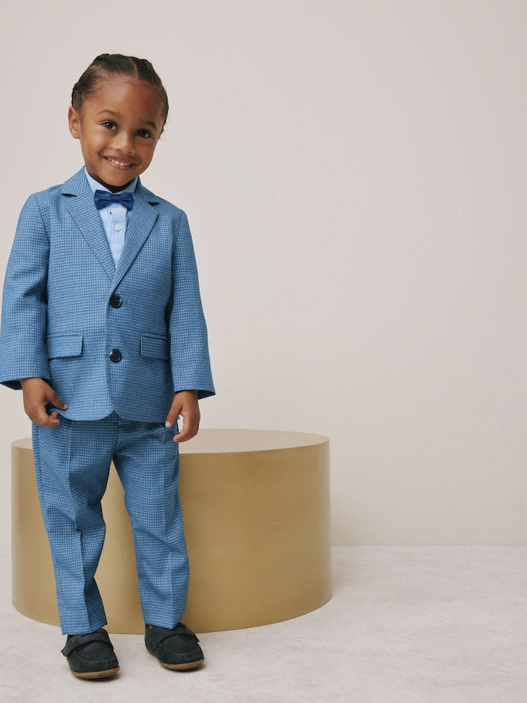 Blue Check Blazer, Shirt, Trousers & Bow Tie Set (3mths-9yrs) - Size 3 - 6 Months (62 - 68cm) - Blue Check Blazer,