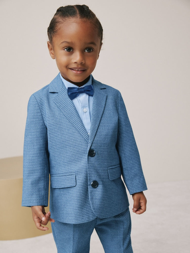 Blue Check Blazer, Shirt, Trousers & Bow Tie Set (3mths-9yrs) - Size 3 - 6 Months (62 - 68cm)