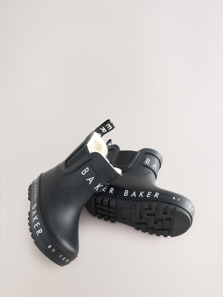 Baker by Ted Baker Black Faux Fur Lined Welly Boots