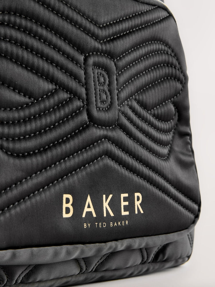 Baker by Ted Baker Girls Back To School Black Quilted Bow Backpack with Pencil Case
