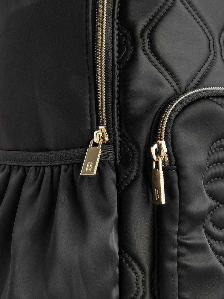 Baker by Ted Baker Girls Back To School Black Quilted Bow Backpack with Pencil Case