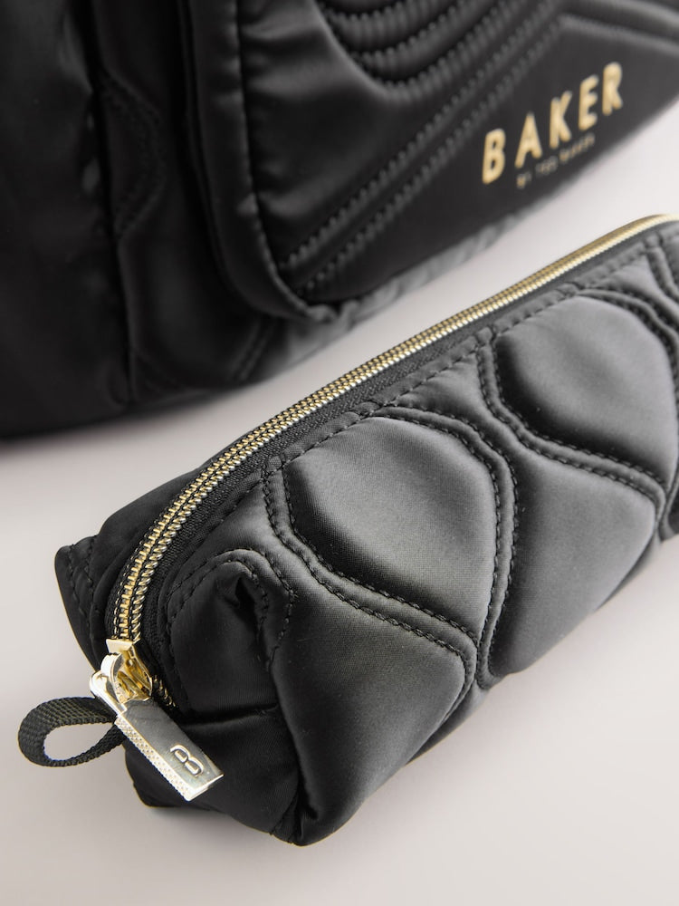 Baker by Ted Baker Girls Back To School Black Quilted Bow Backpack with Pencil Case