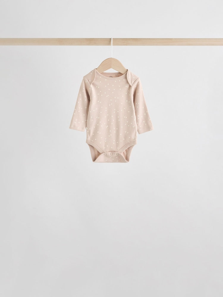 Neutral 100% Cotton Long Sleeve Baby Bodysuits 5 Pack