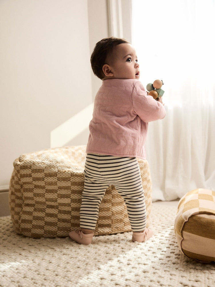 Pink Jersey Quilted Baby Jacket (0mths-2yrs)