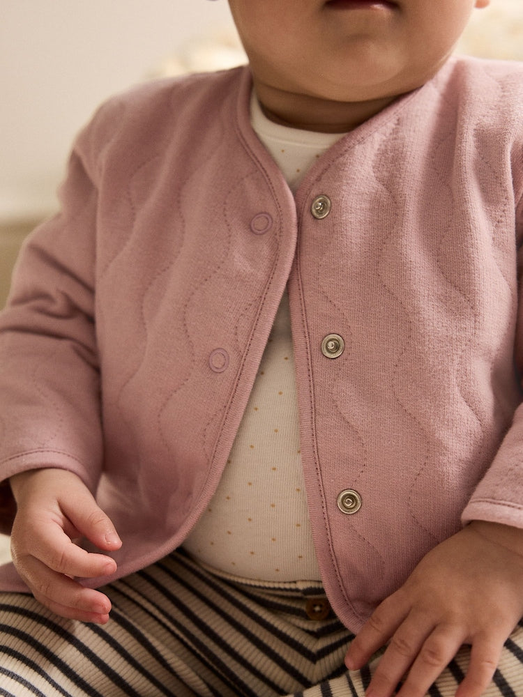 Pink Jersey Quilted Baby Jacket (0mths-2yrs)