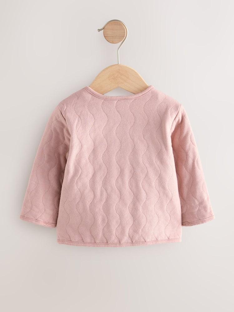 Pink Jersey Quilted Baby Jacket (0mths-2yrs)