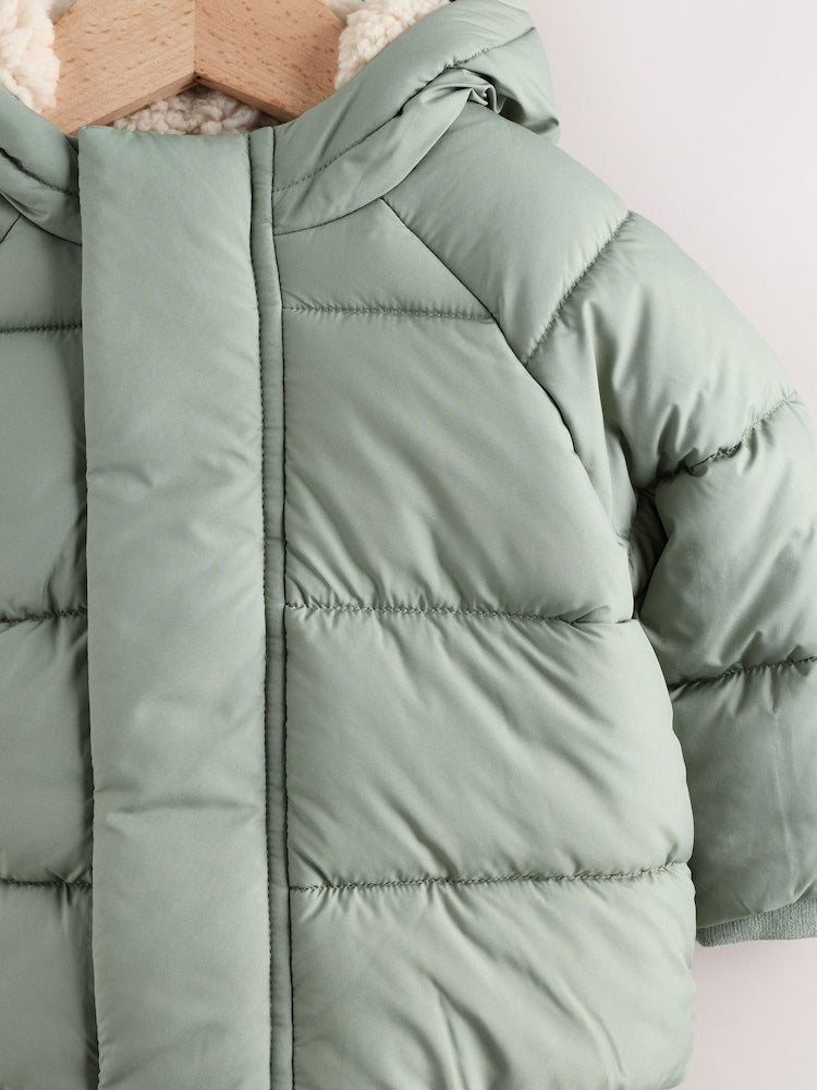 Sage Green Baby Puffer Jacket (0mths-2yrs)
