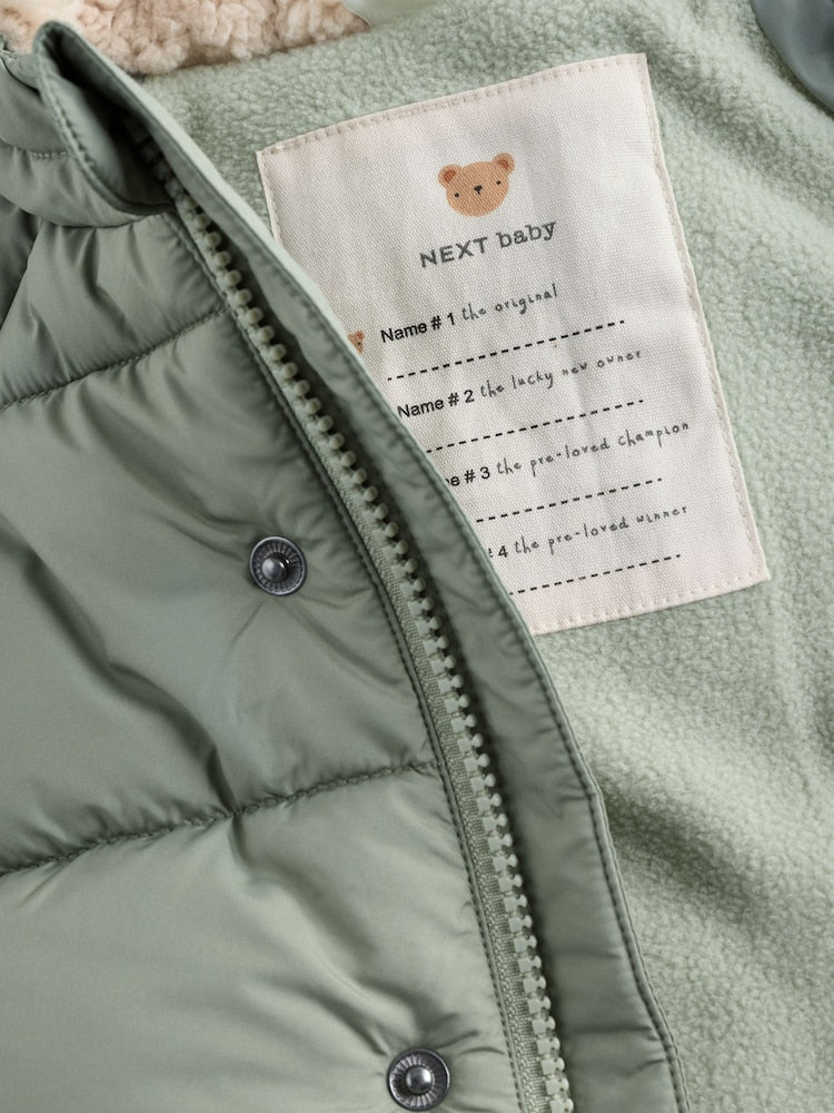 Sage Green Baby Puffer Jacket (0mths-2yrs) - Size Up to 3 Months (62cm)