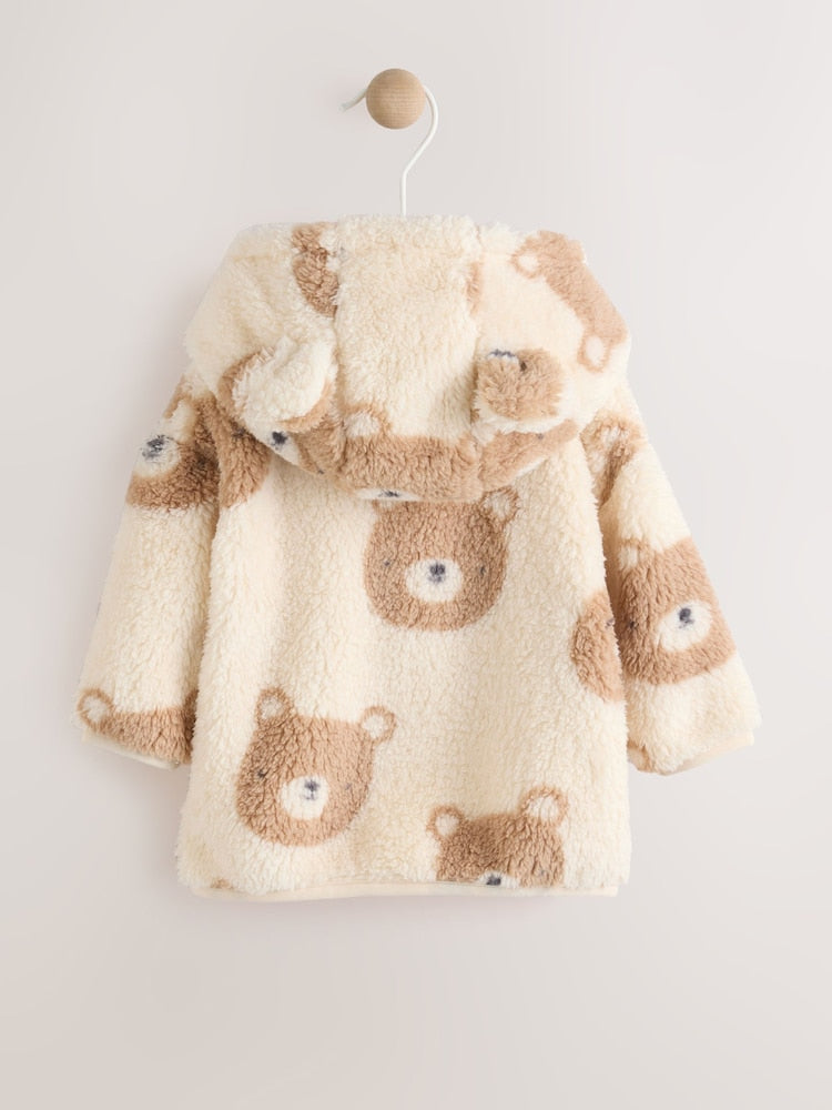 Natural Bear Face Fleece Baby Zip Jacket (0mths-2yrs)